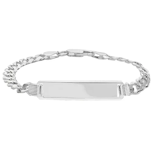 Silver Ladies' Curb Pave Id Bracelet 10.6g